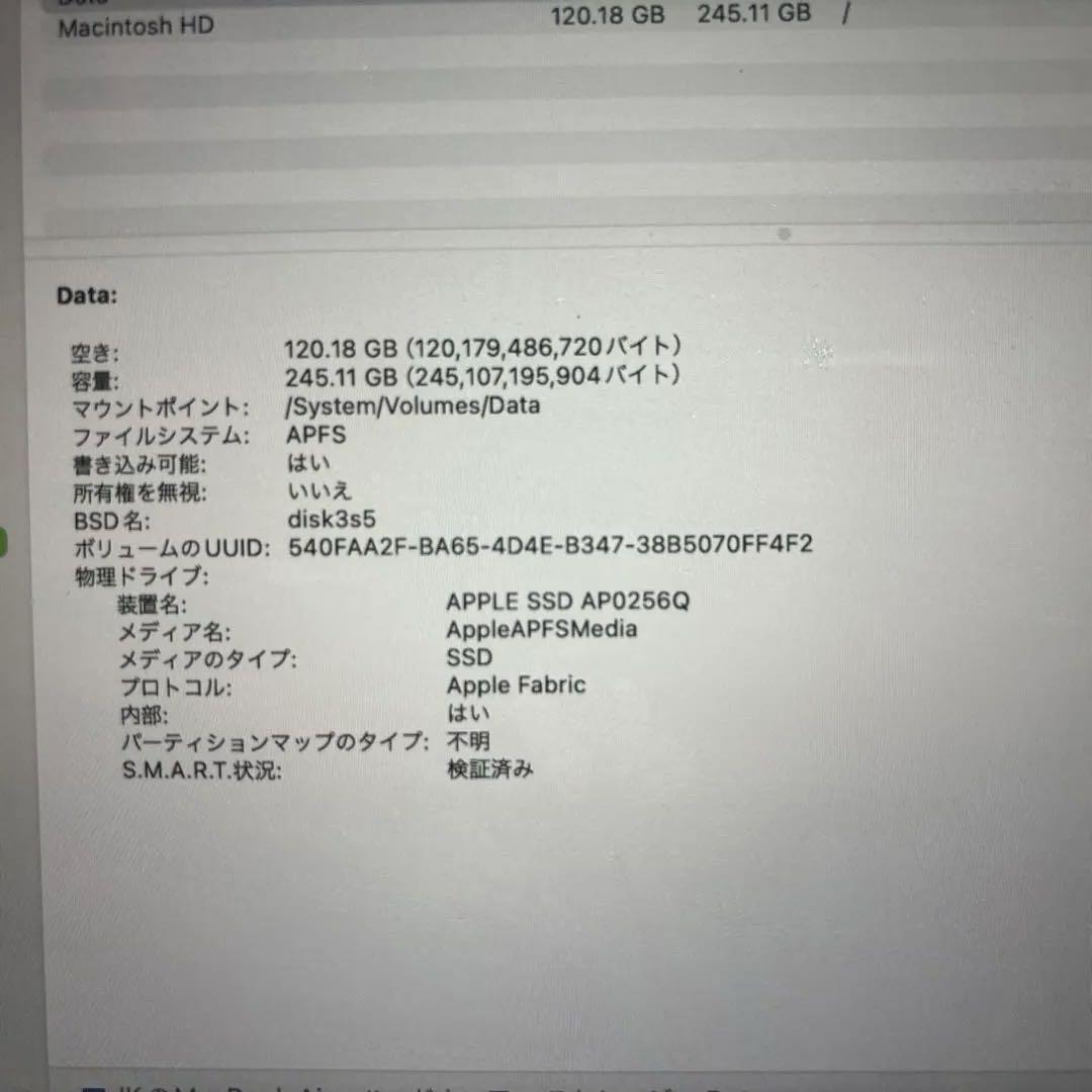 【美品】MacBook Air M1 13 256GB スペースグレイ