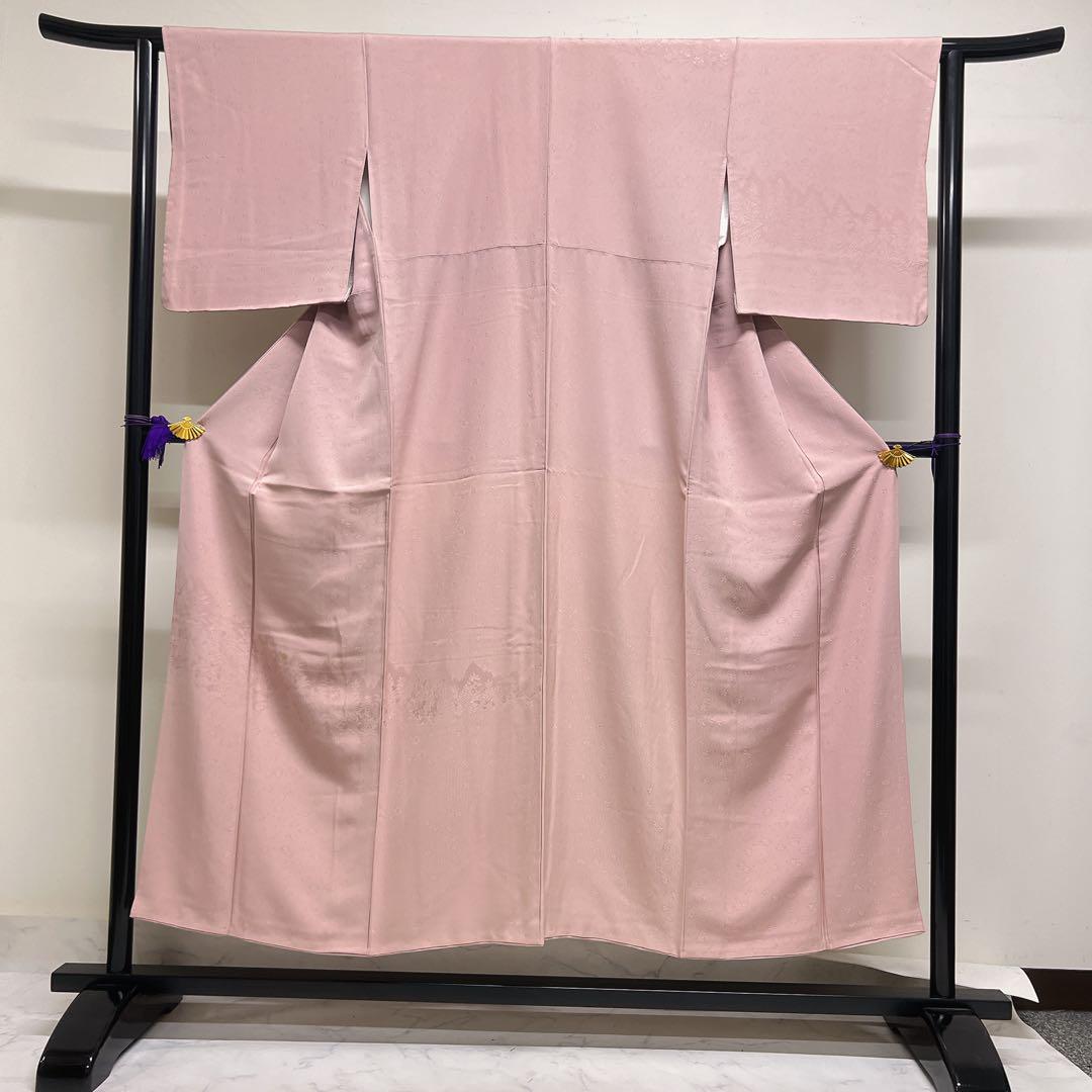 南天　縦縞　リーフ模様　花模様　付け下げ　着物　043t