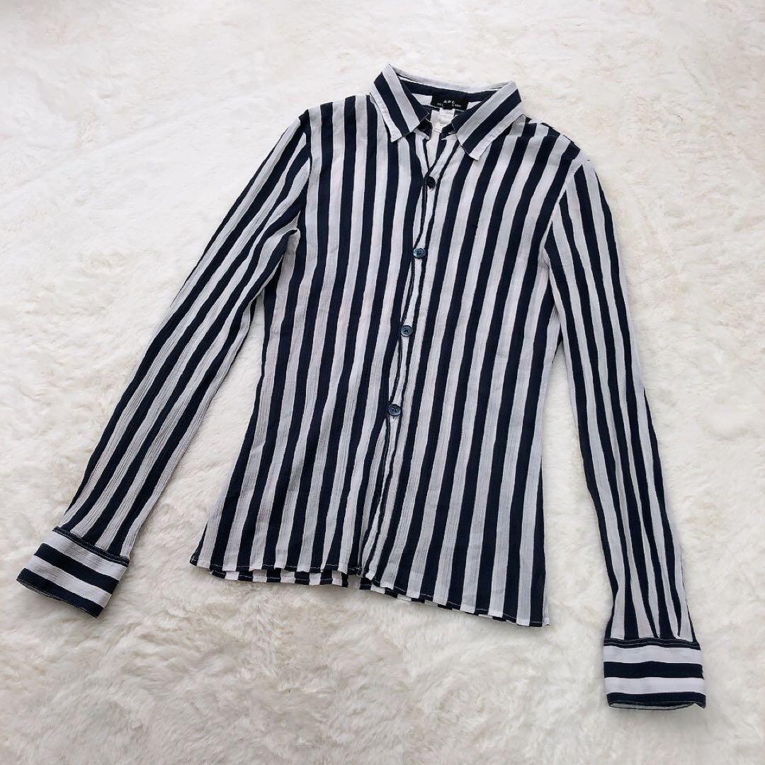APC アーペーセー 長袖シャツ ブラウス　ストライプ Sサイズ