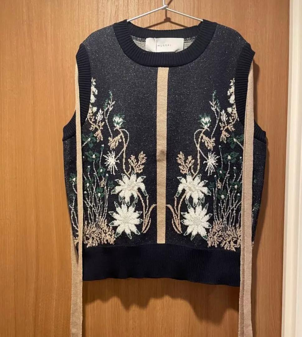 高額売筋 MURRAL Garden flower (Navy) knit vest ベスト | cdg-izgrev.com