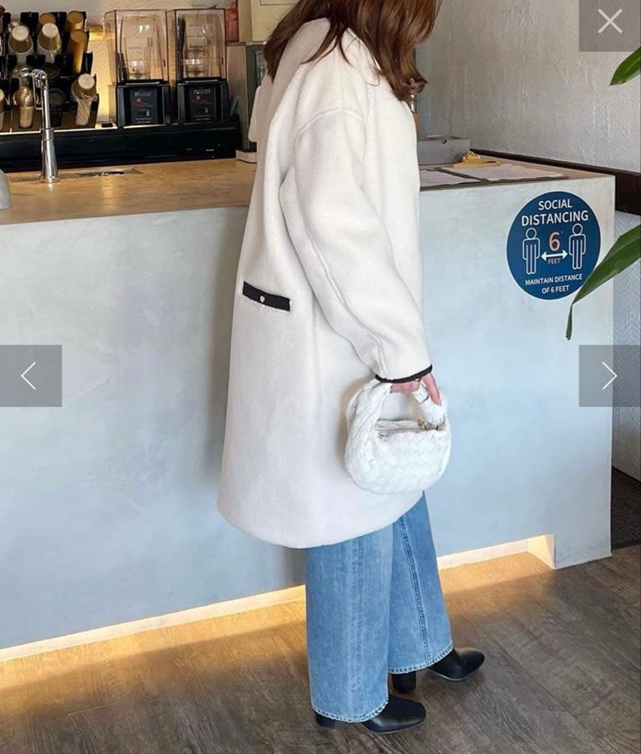 RIVE DROITE ノーカラーボアコート White RIVE DROITE ノーカラーボアコート White