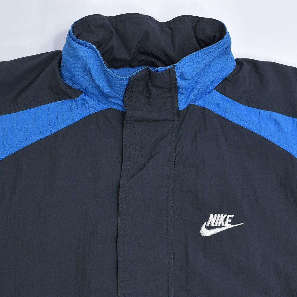 90s NIKE 背面ビッグロゴ ナイロンジャケット 銀タグ ブルー