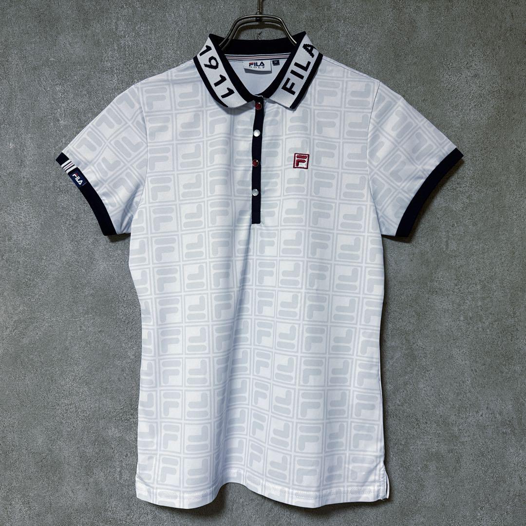 FILA GOLF フィラゴルフ 総柄 ロゴ 半袖 ポロシャツ ゴルフウェア