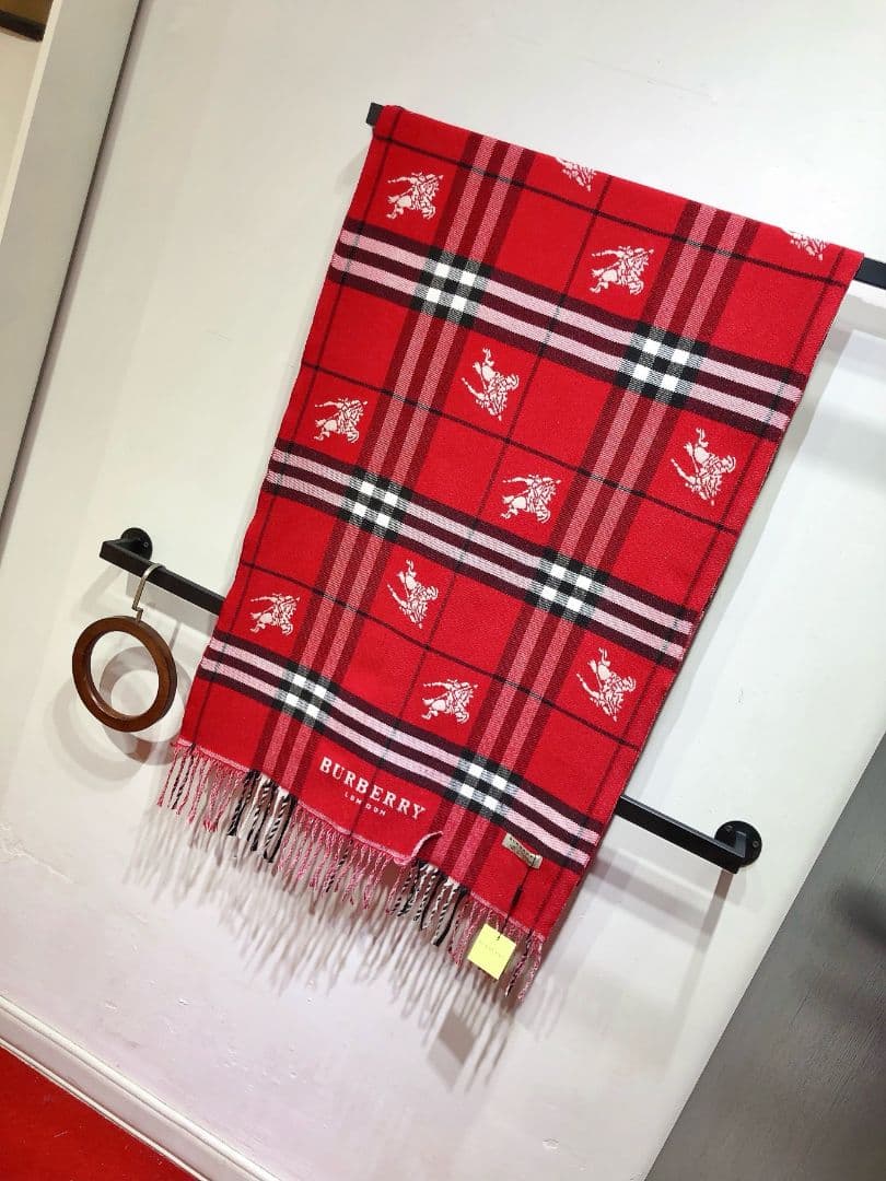 BURBERRY レッド チェック柄 ストール 180 65CM