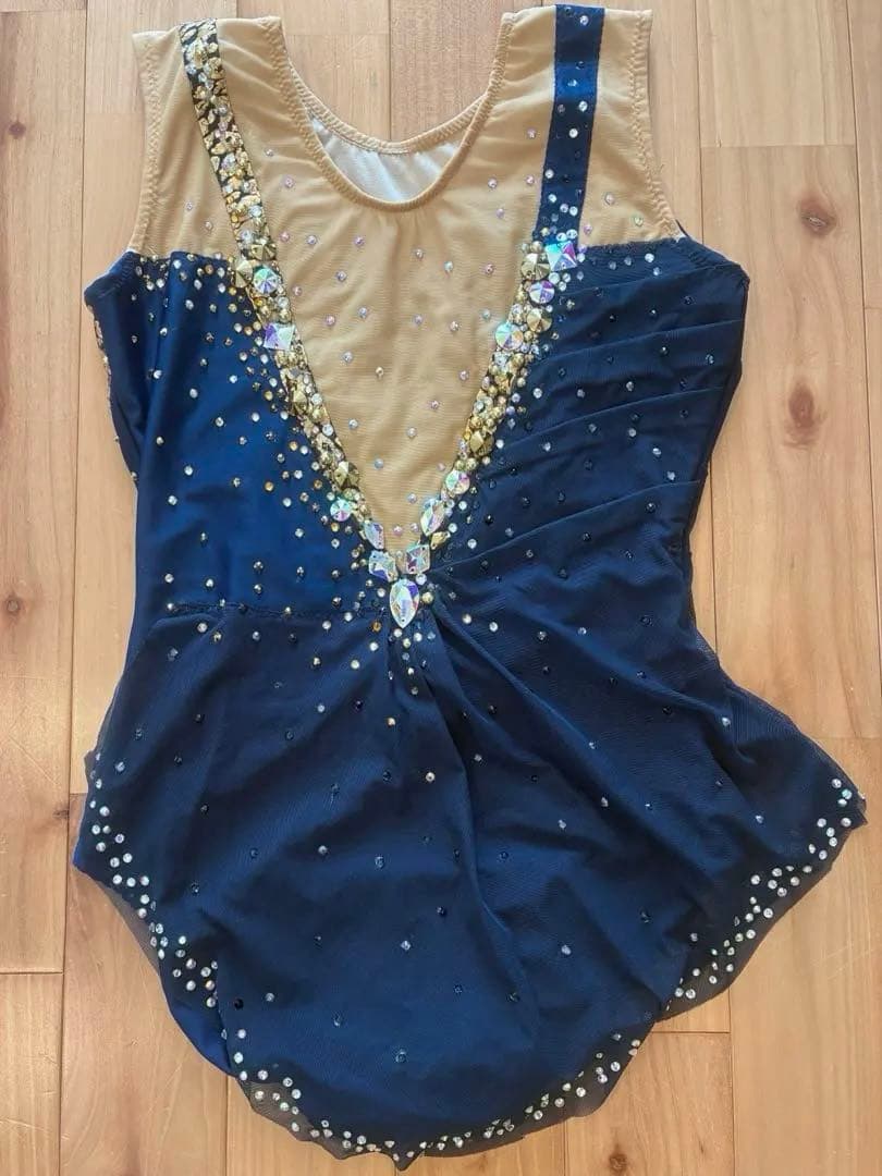 【試着のみ】新体操 レオタード 155cm ネイビー ゴールド 【試着のみ】新体操 レオタード 155cm ネイビー ゴールド