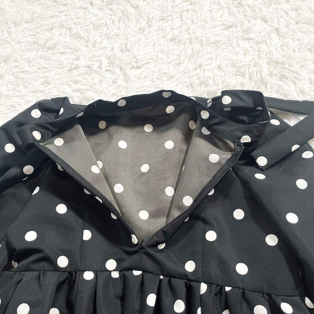 美品✨ セブンテン バイ ミホカワヒト ボウタイ ミディ ワンピース ドット 美品✨ セブンテン バイ ミホカワヒト ボウタイ ミディ ワンピース ドット