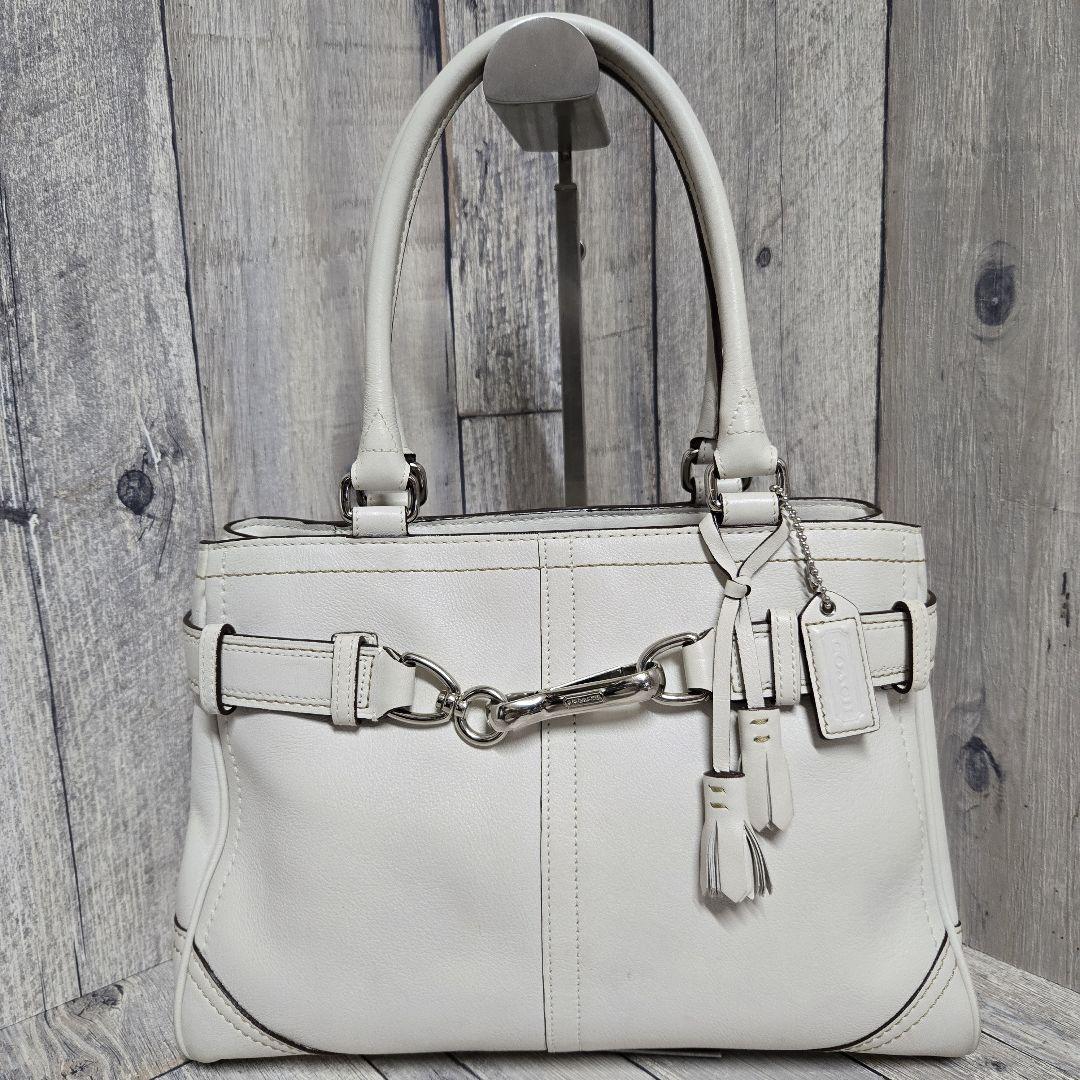 本格派ま！ COACH ホワイト オールレザー トートバッグ ハンドバッグ コーチ バッグ