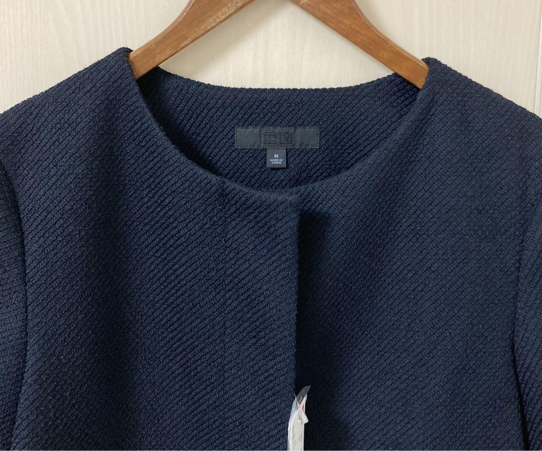 新品】UNIQLO ユニクロ ツイード ノーカラー ジャケット M