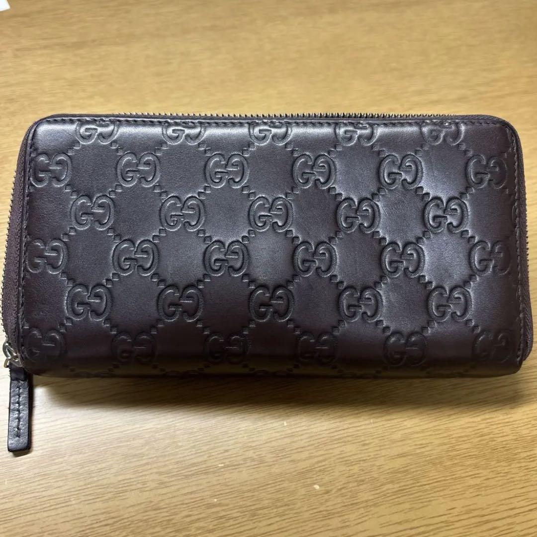 ☆*☆様 GUCCI 長財布 アヴェル グッチ シマ レザー BRW メンズ ブ