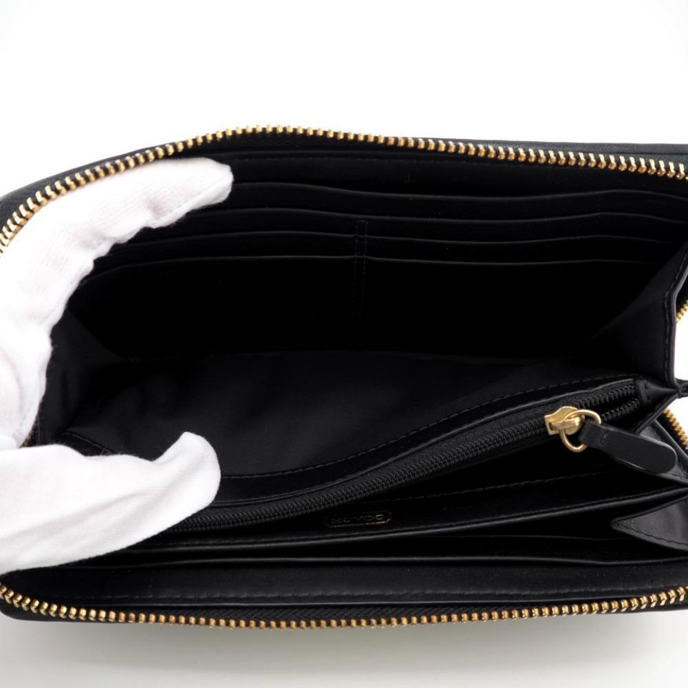 【美品】コーチ coach/長財布/黒/ラウンドファスナー/レディース