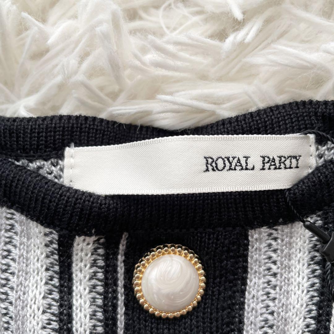 【新品タグ付】Royal Party 袖シアー パールボタン ニットワンピース黒