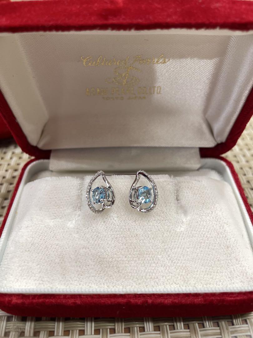 ベリテ ピアス ダイヤモンドとブルートパーズ k10