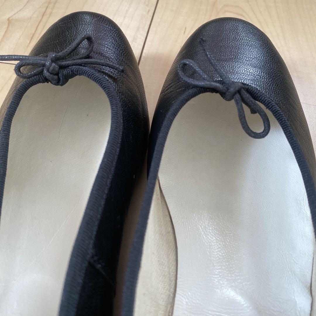 repetto バレエシューズ レザー リボン パンプス ブラック23.5cm