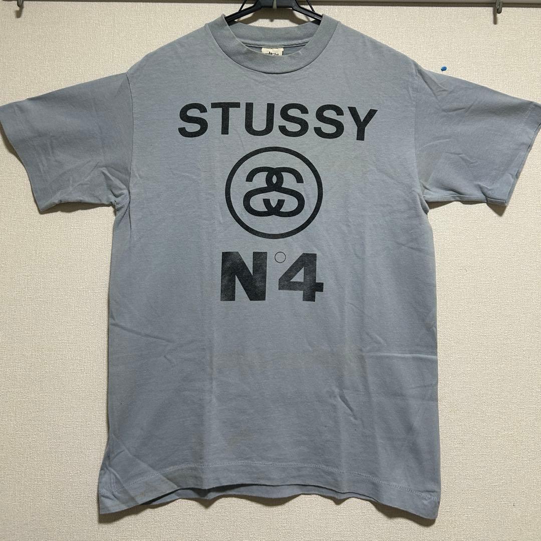 レアSTUSSY 90S 白タグ USA製 SSリンクTシャツ ブルーグレー