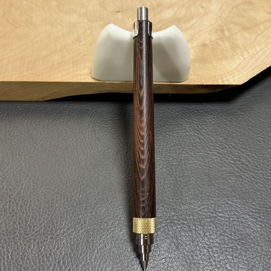 49濃色マーブルウッド　木製シャーペン　強低重心Rローレット　真鍮 80015b0b0bf52a0b60e7a65d732620