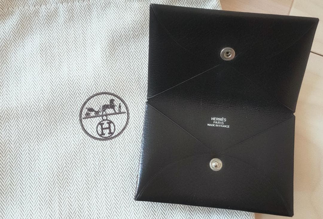 HERMES エルメス カルヴィ カードケース ブラック シェーブル 2005年 HERMES エルメス カルヴィ カードケース ブラック シェーブル 2005年