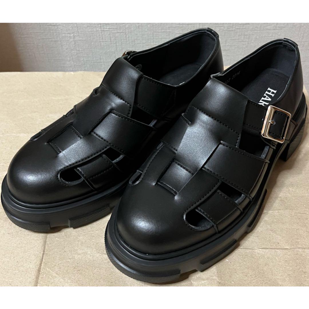 ハルタ HARUTA チャンキーソール グルカシューズ ブラック