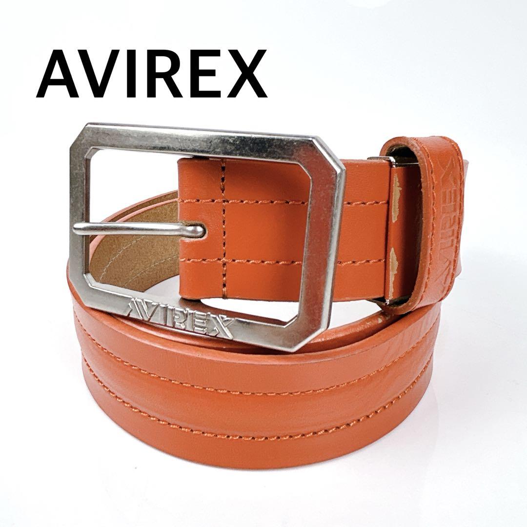 AVIREX レザーベルト　オレンジ