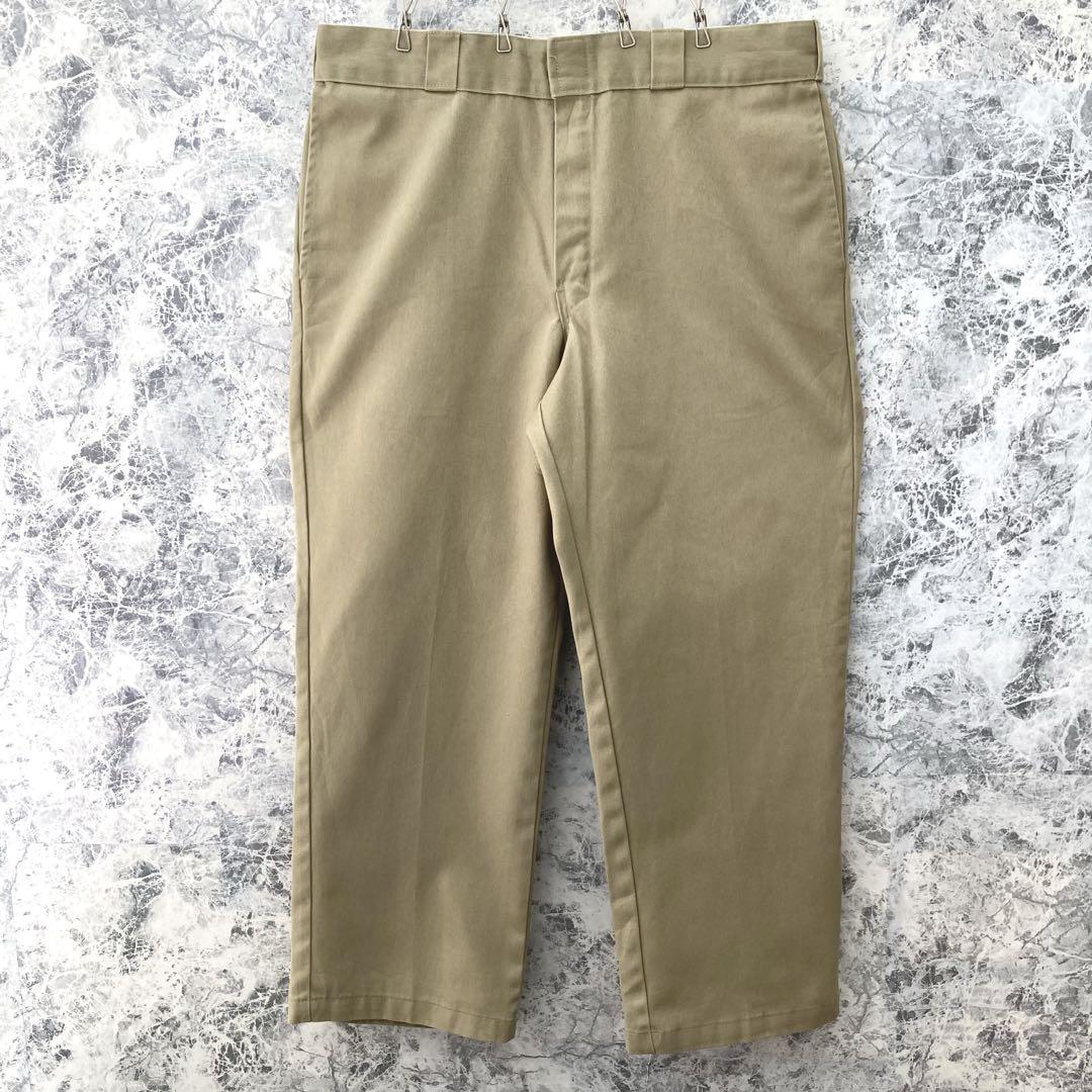 ID387 大人気US古着ディッキーズノータックワイド名作874チノパンツ超極太