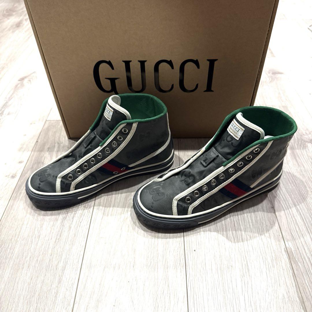 GUCCI Tennis 1977 ハイカットスニーカー グレー - メルカリ