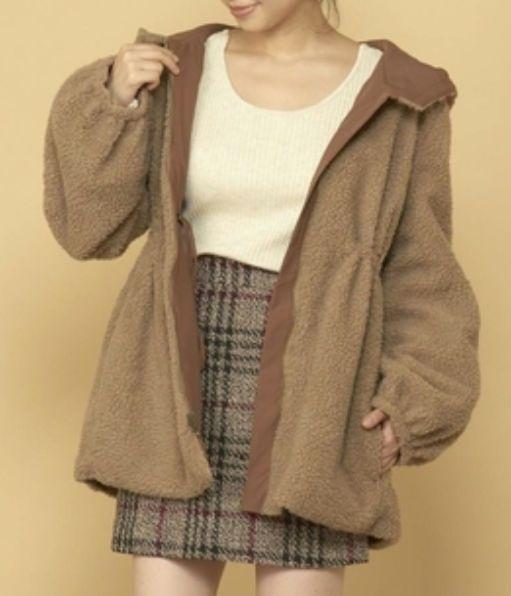 フーズフーチコ♡リバーシブルボアブルゾン♡ブラウン