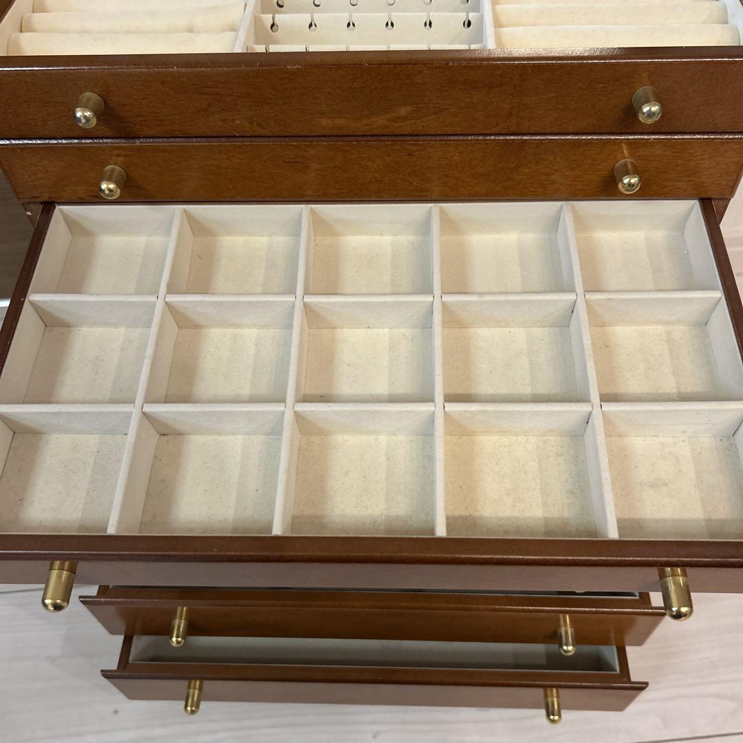 【レトロ】天然木製　鏡付き8段ジュエリーボックス　収納ケース レトロ】天然木製鏡付き8段ジュエリーボックス収納ケース