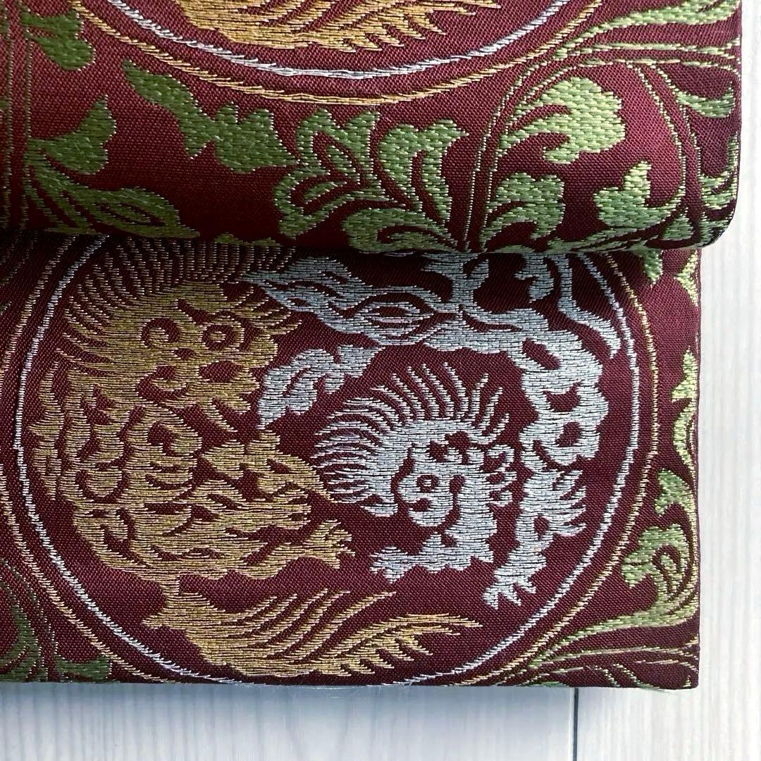 アンティーク京袋帯 唐獅子・草唐獅子の織り出し 上質 正絹 No.3-28 アンティーク京袋帯 唐獅子・草唐獅子の織り出し 上質 正絹 No.3-28