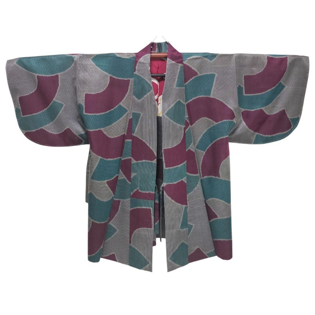 道中着】地紙模様 ロング 大正ロマン レトロ 正絹 未使用品 新品