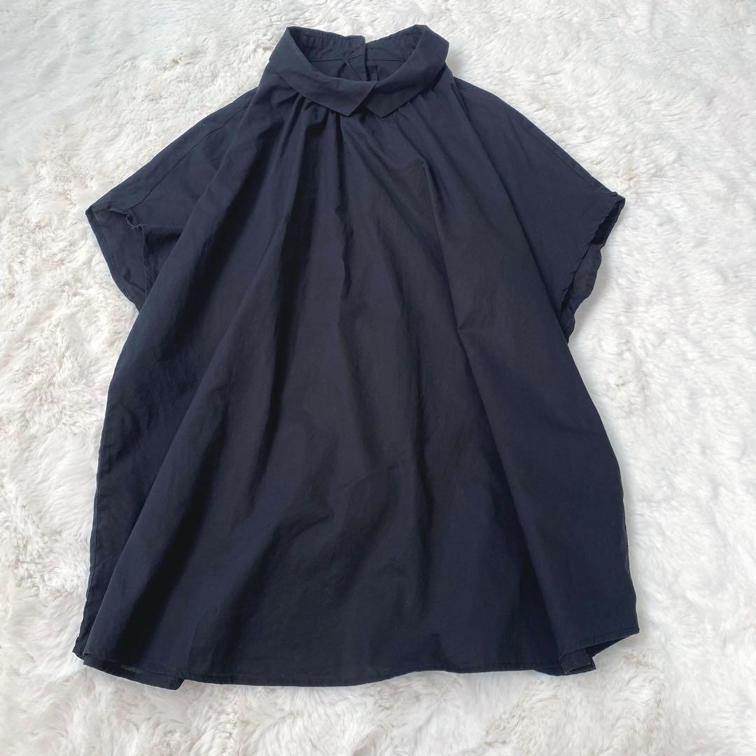 ヴェリテクール veritecoeur フレンチスリーブ コットン ブラウス 黒