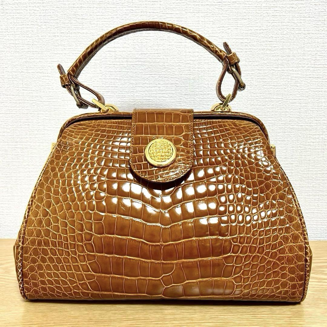 超美品 サンタゴスティーノ クロコダイル ハンドバッグ