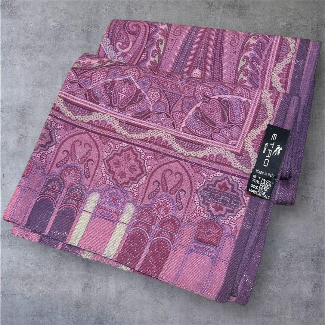 C222/エトロ ETRO スカーフ ストール 総柄 シルク ウール