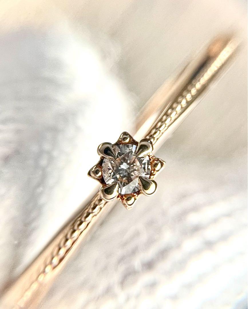 アガット ダイヤ 太陽のリング k10 0.05ct 9号 ドリカム 指輪