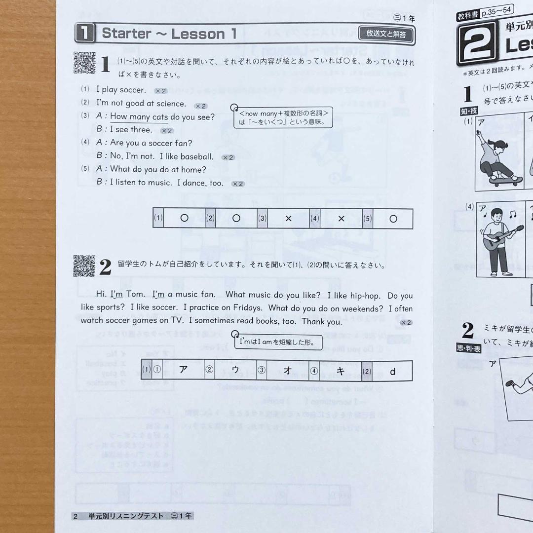 2025年度 単元別リスニングテスト1年 三省堂ニュークラウン