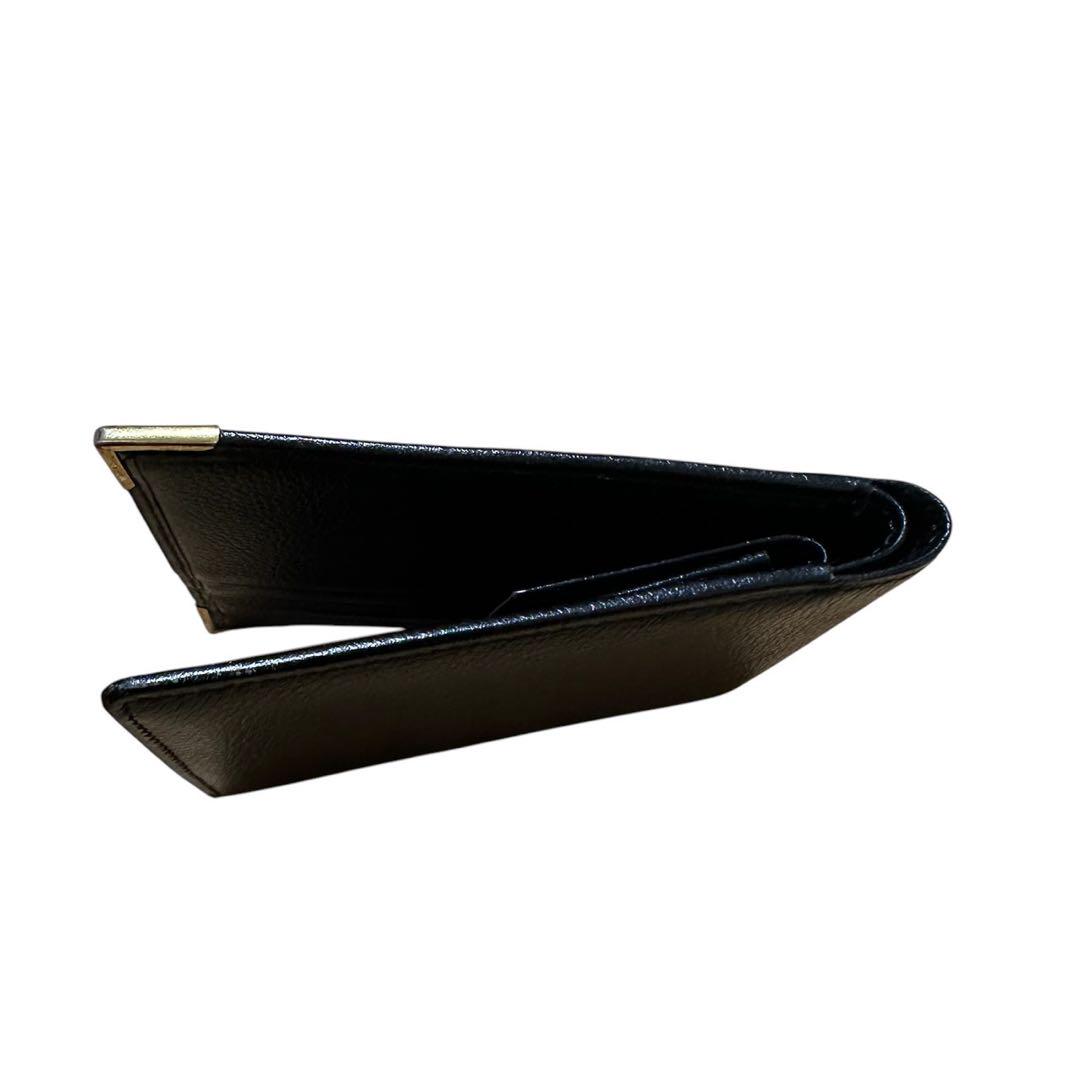 【未使用級✨️】YSL イヴサンローラン レザー 型押し 二つ折財布 ゴールド金具