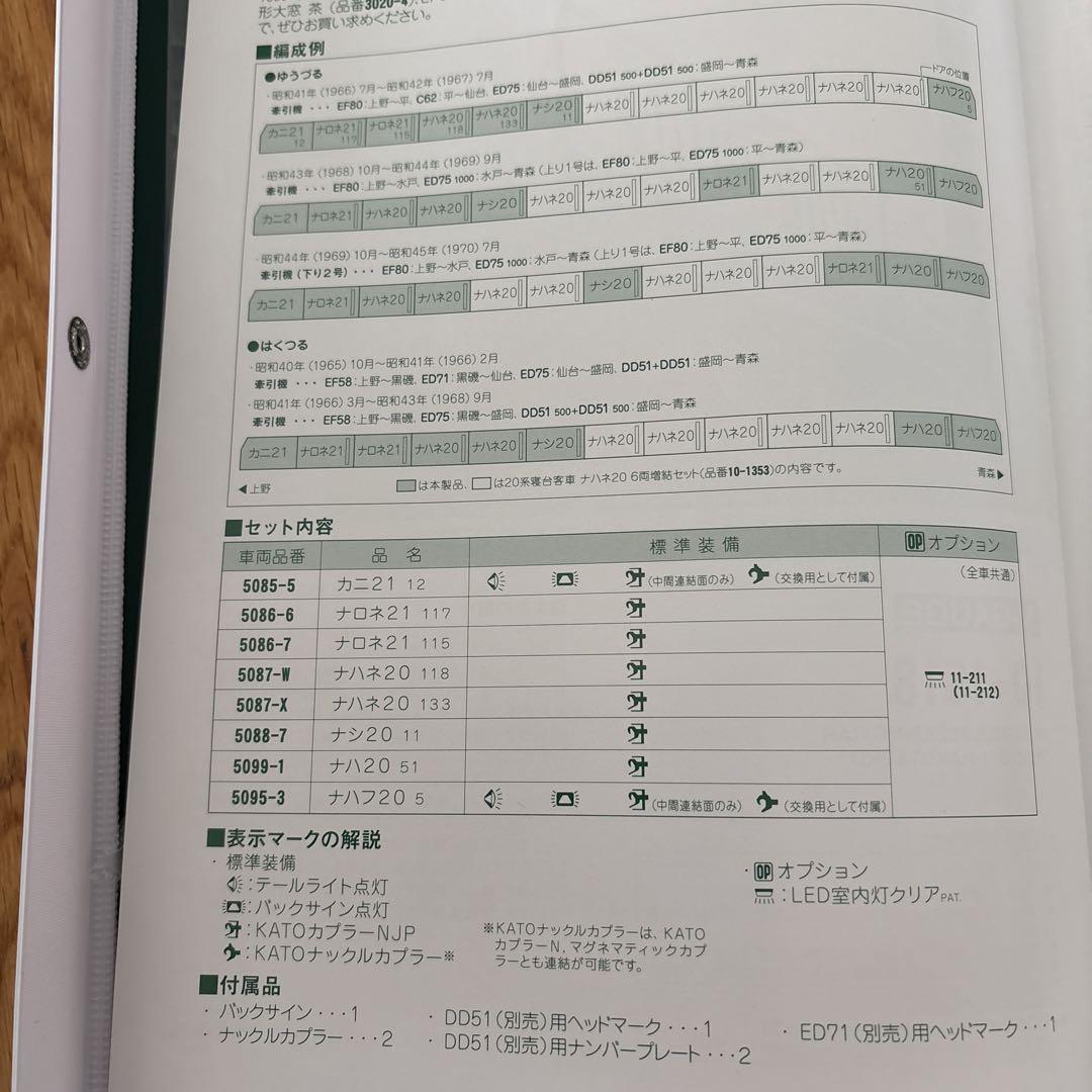 【編成違い】KATO 10-1518 20系ゆうづる・はくつる7両⑤付属品未開封