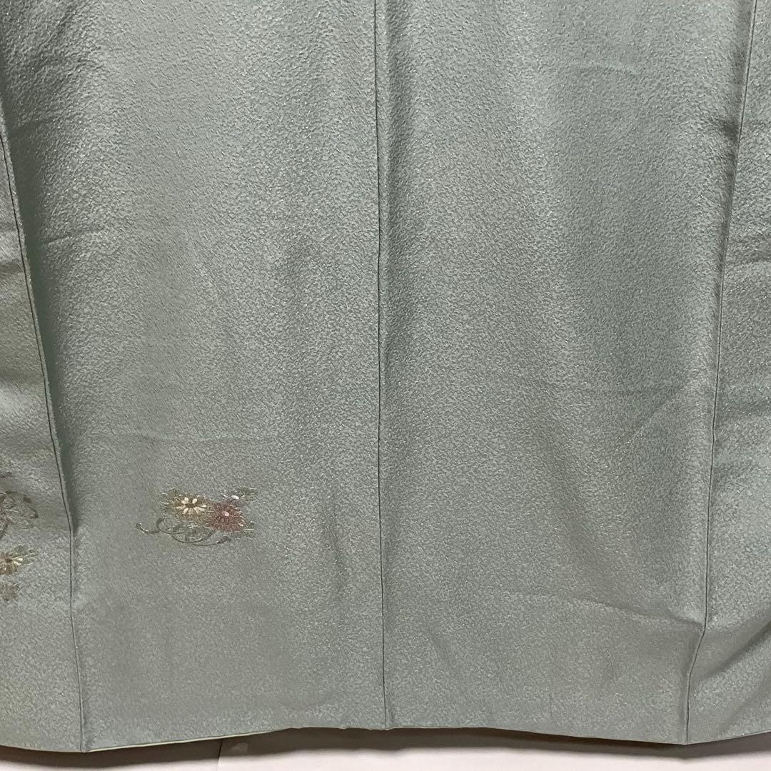 C672正絹　袷　付け下げ　蘇州・汕頭・相良刺繍　金糸　着物