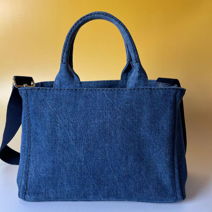 PRADA 美品 2way 青 デニム ミニ カナパ ハンドバッグ プラダ