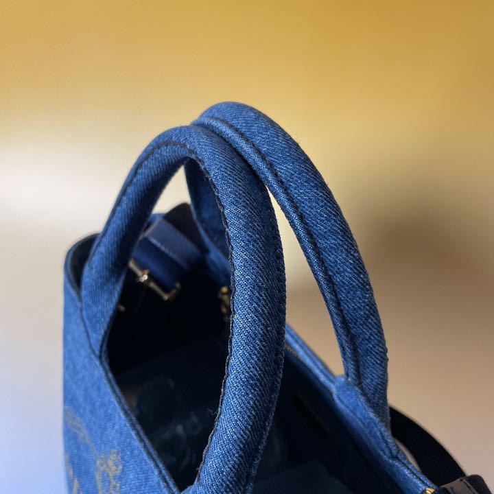 PRADA 美品 2way 青 デニム ミニ カナパ ハンドバッグ プラダ