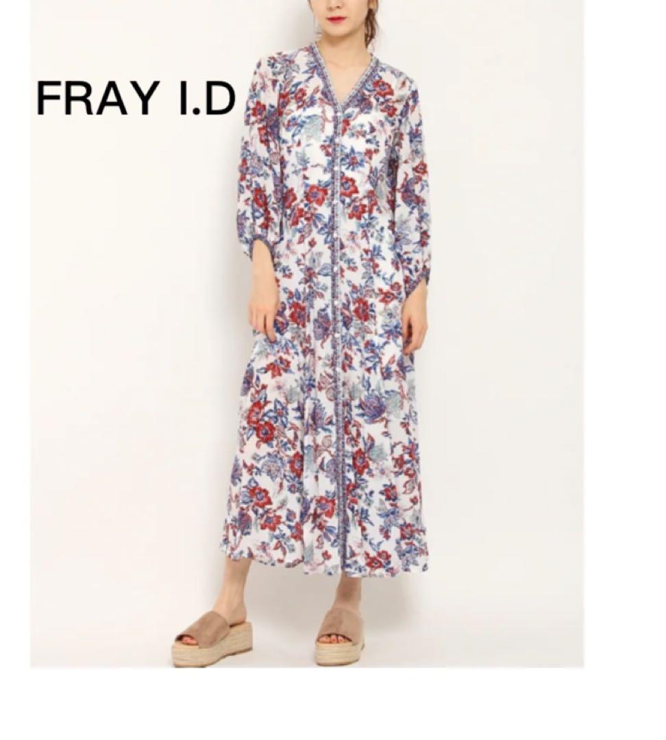美品FRAY I.Dフレイ アイディーVネックロングシャツワンピース ホワイト