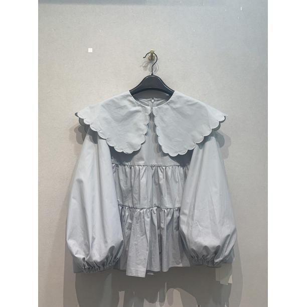 専用❤︎ ヨリ yori スカラップロングスリーブブラウス トップス グレー