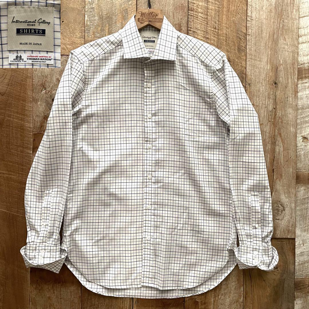 【極美品】THOMAS MASON×BEAMS ホリゾンタルカラー ドレスシャツ