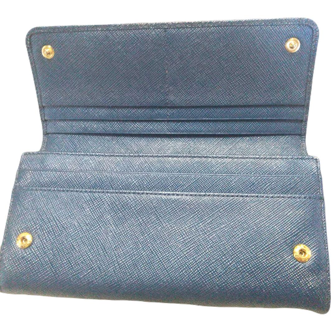 PRADA プラダ 長財布 ネイビー 紺　極美品