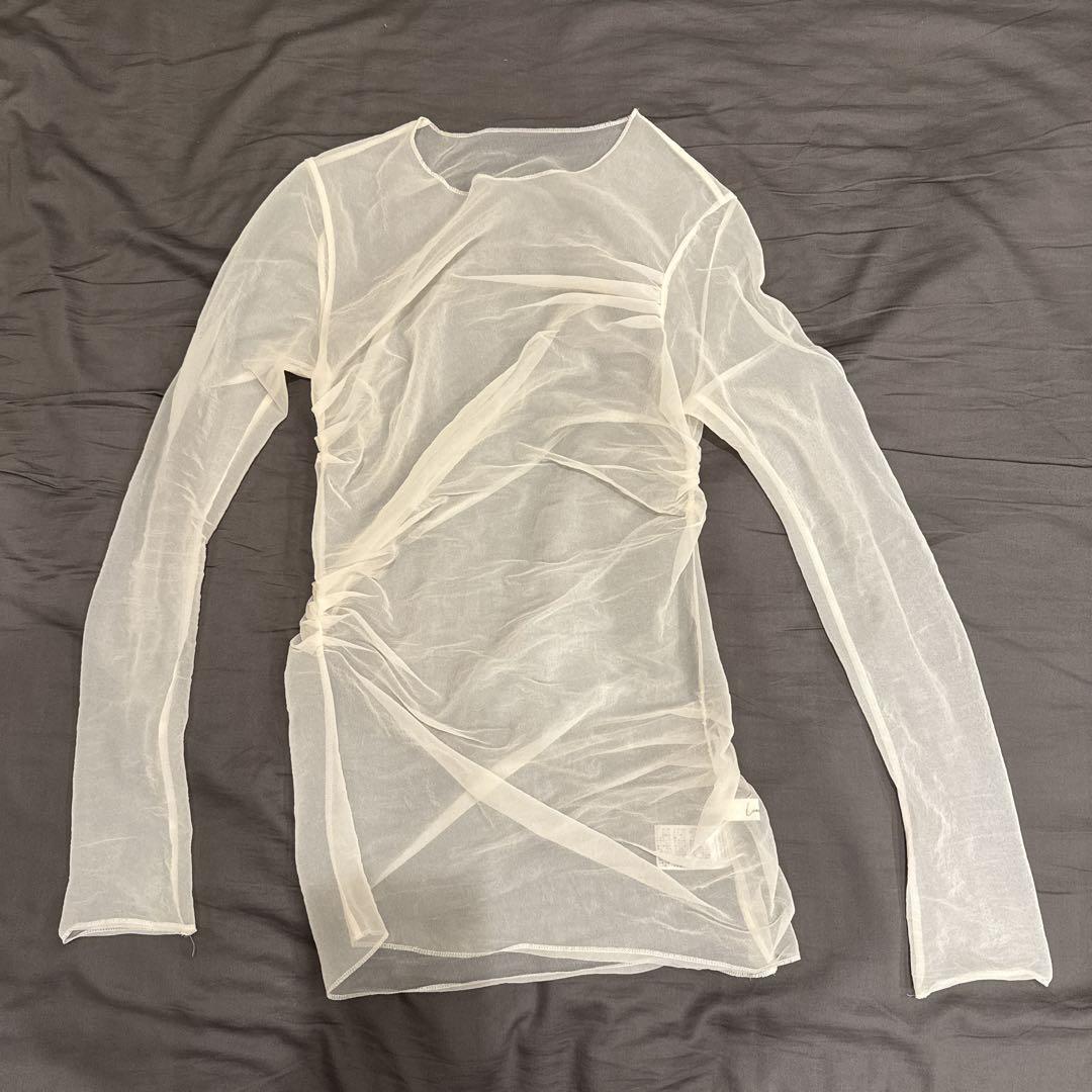 louren ローレン sheer gather tops アイボリー