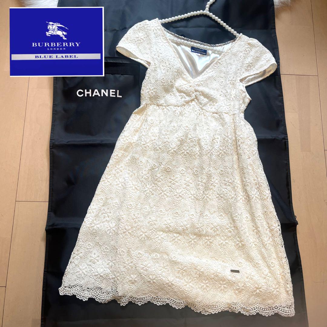 輝く高品質な バーバリー#ブルーレーベル#BURBERRY#ワンピース#ドレス#レース#白 ワンピース