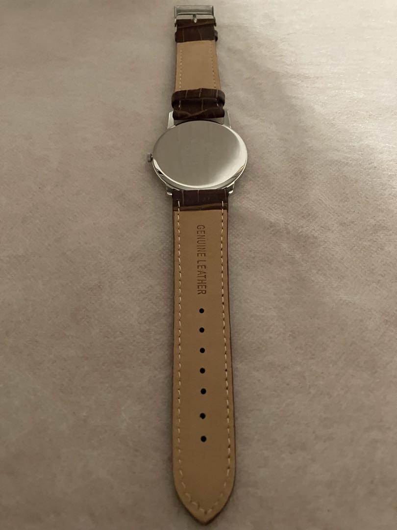 値下げ 稼働★ORIENT メンズ クォーツ 腕時計 電池、革ベルト新品