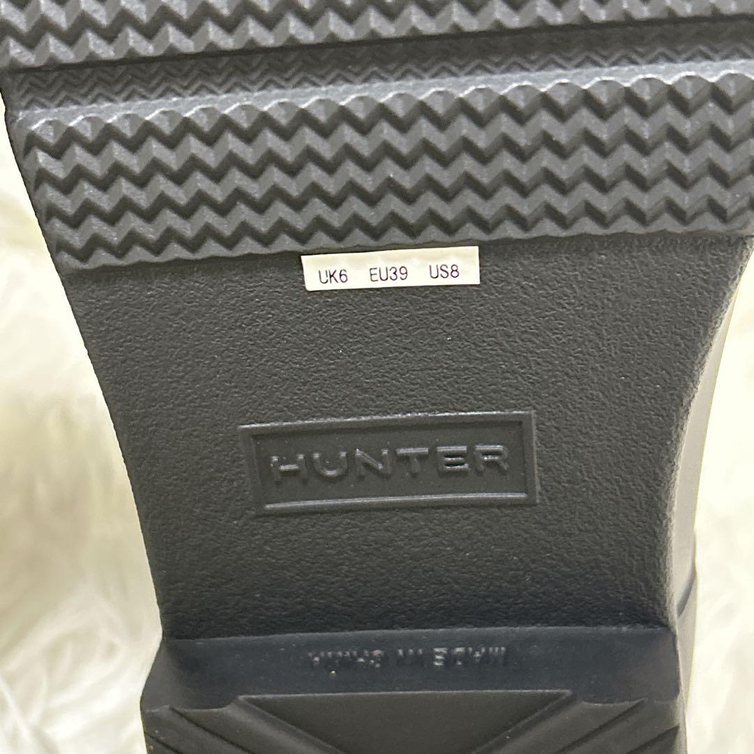 【新品】HUNTER スタッズ バイカー レインブーツ 25cm 送料無料 黒