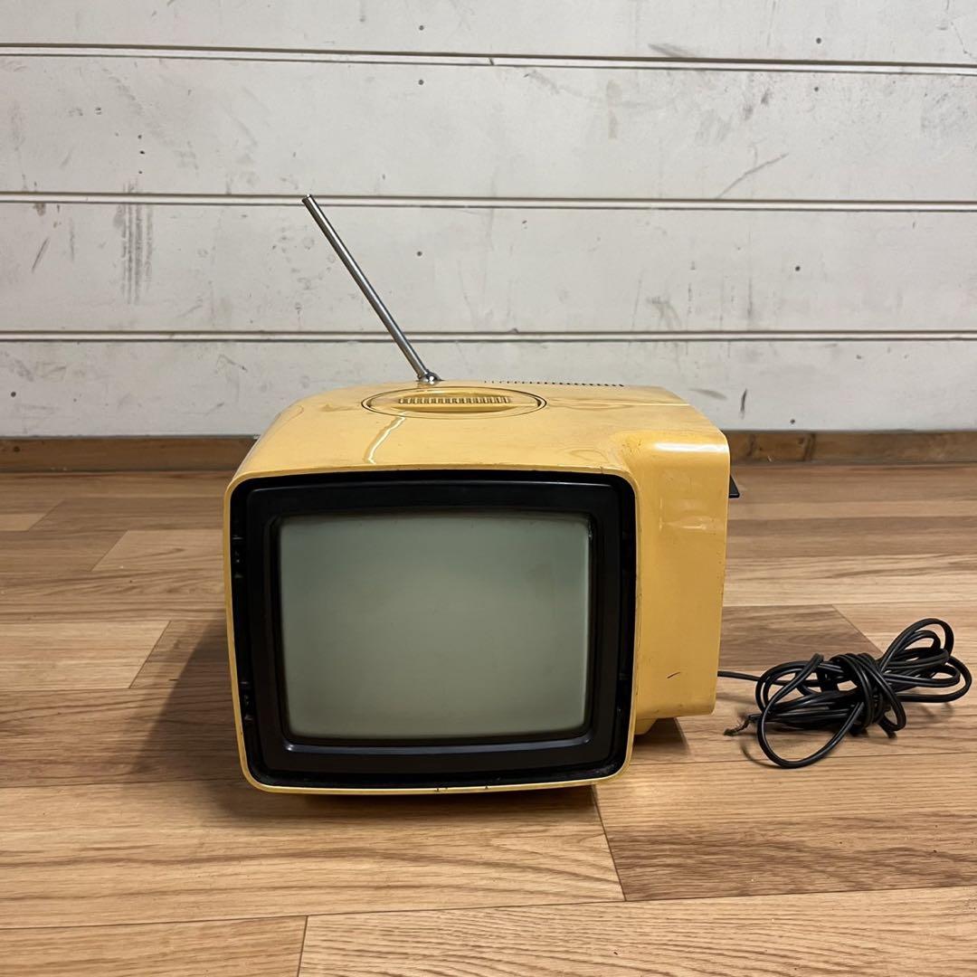 白黒テレビ　ジャンク品　黄色　日立製作所