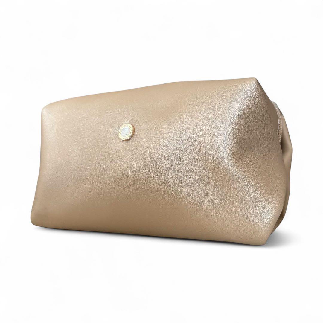 良品 BVLGARI ブルガリ 化粧ポーチ ゴールド ロゴ