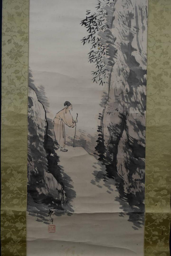 真作】田中頼璋/高士探梅図/山水人物図/掛軸☆宝船☆Z-893-