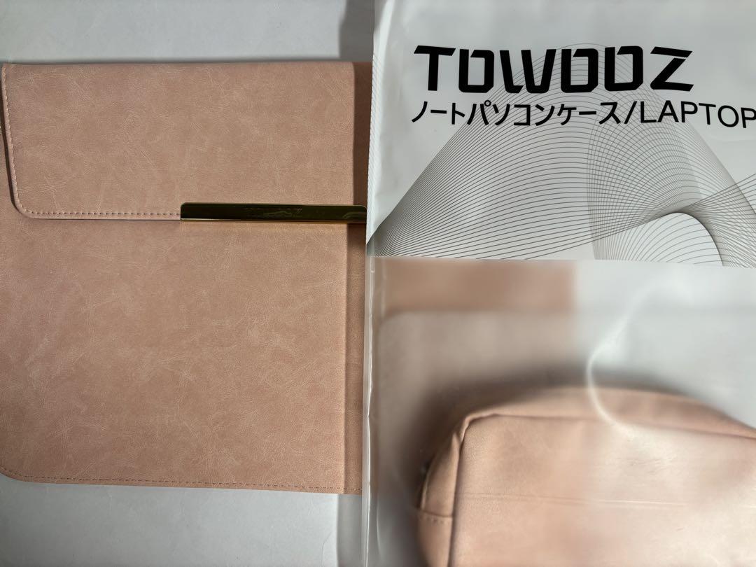TOWOOZ【折り畳み式】ノートパソコンケース ピーチ ポーチつき